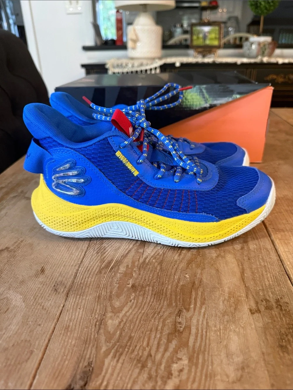 Under Armour Kids Blue and Yellow Athletic Sneakers